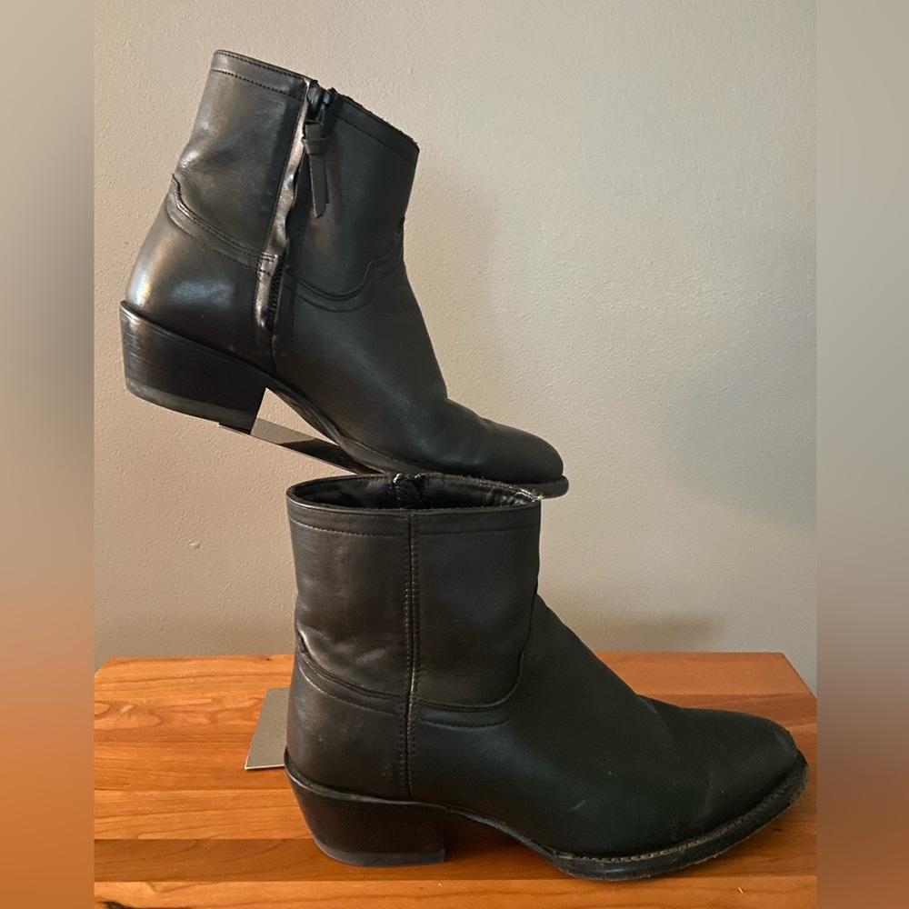 Tecovas Black Leather Ankle Booties